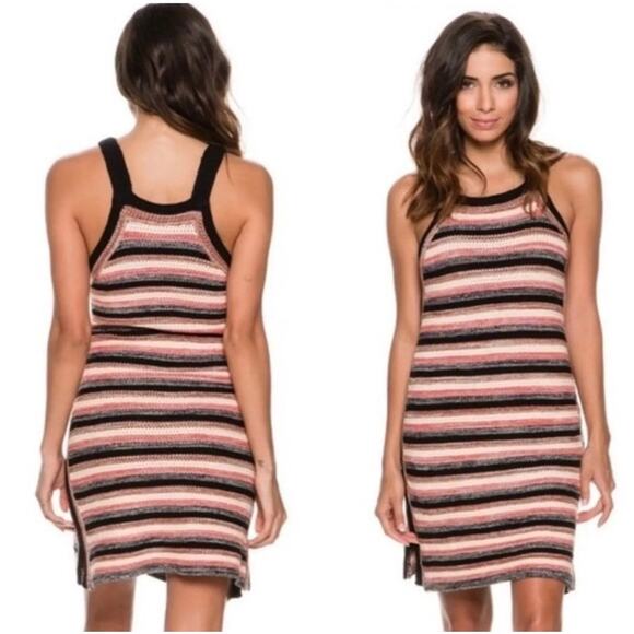 Free People Retro Ruby striped crochet sweater dress size Small festival - Picture 1 of 9